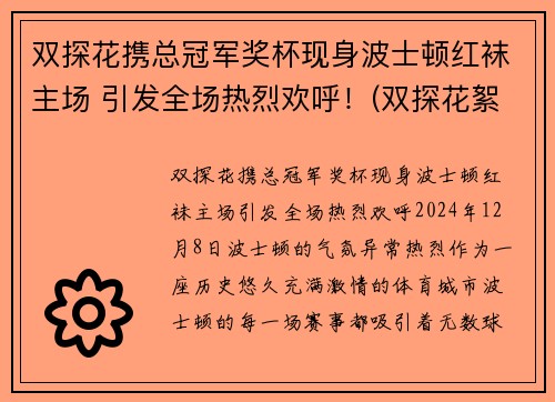 双探花携总冠军奖杯现身波士顿红袜主场 引发全场热烈欢呼！(双探花絮)